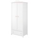 Garderobeskap Luna 85 x 196 cm - Hvit matt - Rosa - 2 dører - 1 skuff