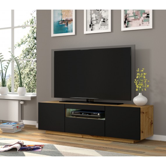 TV-benk Aura 150x42 cm - Eik Artisan - Svart matt