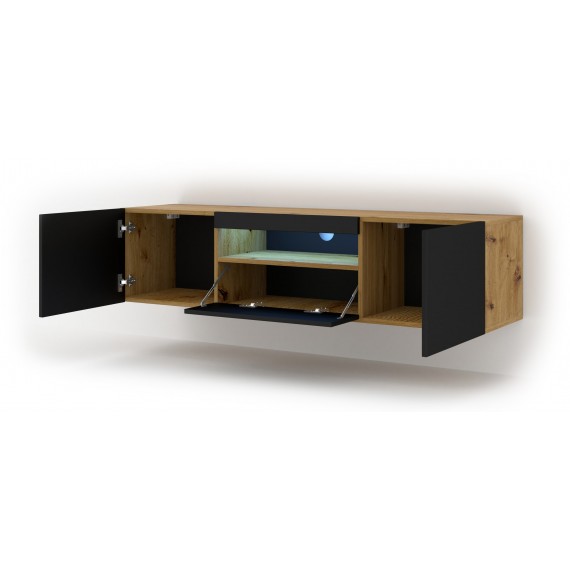 TV-benk Aura 150x42 cm - Eik Artisan - Svart matt