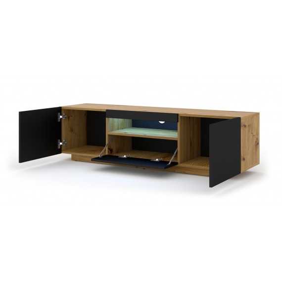 TV-benk Aura 150x42 cm - Eik Artisan - Svart matt