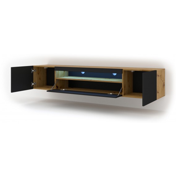 TV-benk Aura 200x42 cm - eik artisan - svart matt