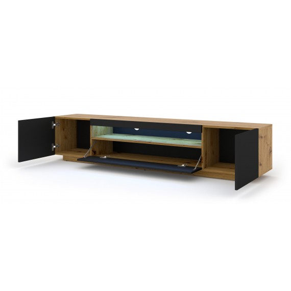 TV-benk Aura 200x42 cm - eik artisan - svart matt