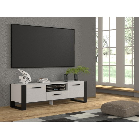 TV-benk Nuka 160x48 cm - hvit matt - svart matt