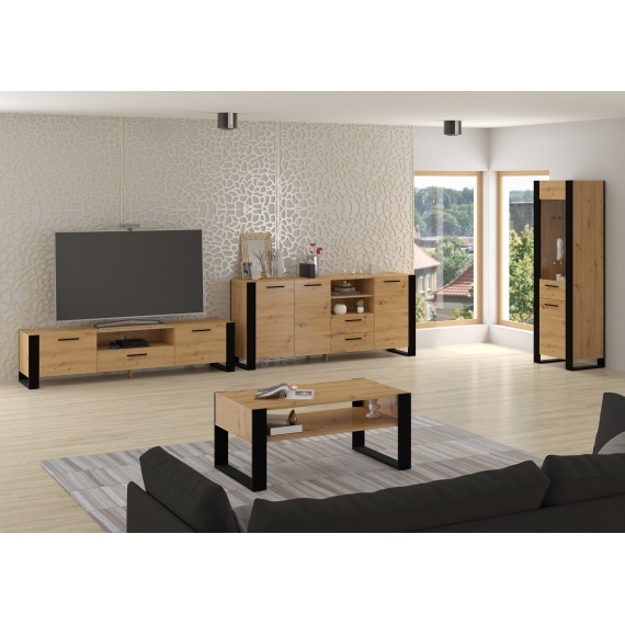 TV-benk Nuka 160x48 cm - eik artisan - svart matt