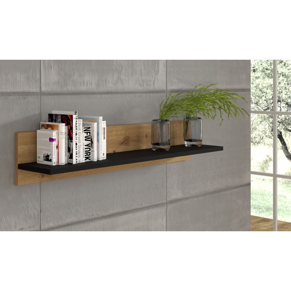 Hylle Nuka 100 cm - eik artisan - svart matt