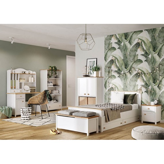 Skrivebord Story 110 x 76 cm - Hvit matt - Eik