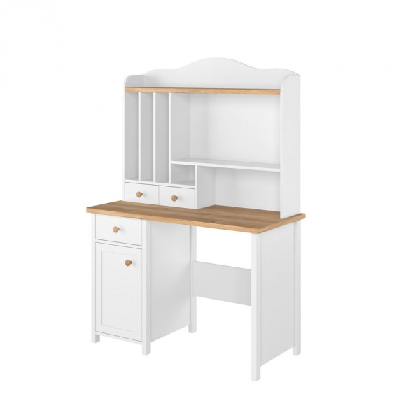 Sminkebord med hyller Story 110 x 161 cm - Hvit matt - Eik