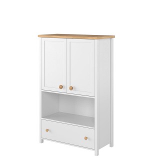 Skap Story 85 x 131 cm - Hvit matt - Eik - 2 dører - 1 skuff