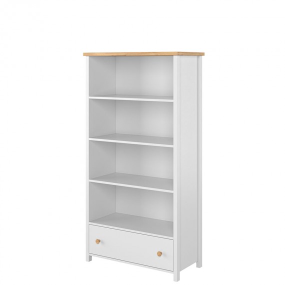 Reol Story 85 x 171 cm - Hvit matt - Eik - 1 skuff