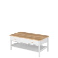 Sofabord med hylle Story 110 x 47 cm - Hvit matt - Eik - 1 skuff