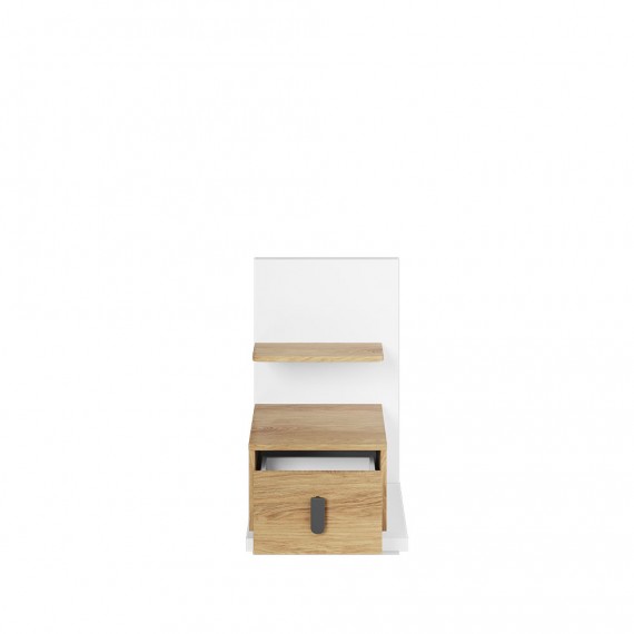 Nattbord Simi 43x70 cm - høyre - hvit matt - eik - 1 skuff