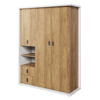 Garderobe Simi 150x200 cm - hvit matt - eik - 3 dører - 2 skuffer