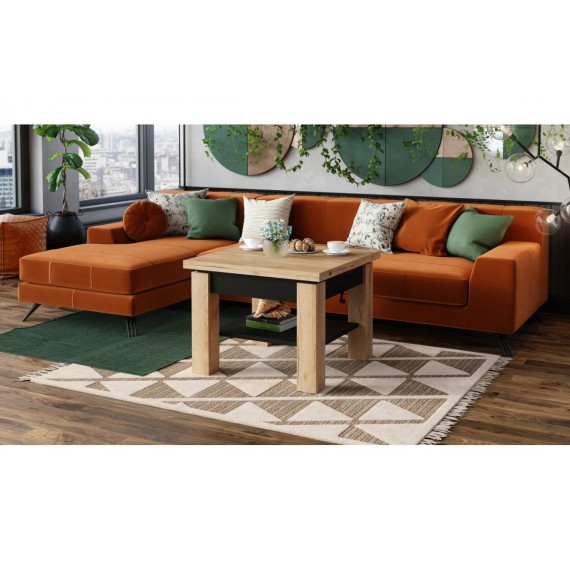 Sofabord CLEO 75-150 cm - eik craft - svart matt