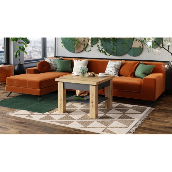 Sofabord CLEO 75-150 cm - eik artisan - antrasitt