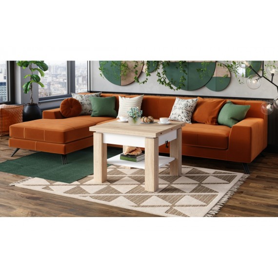 Sofabord Cleo 75-150x75 cm - eik sonoma - hvit matt - hev/senk