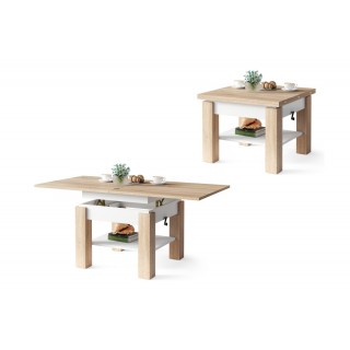 Sofabord Cleo 75-150x75 cm - eik sonoma - hvit matt - hev/senk