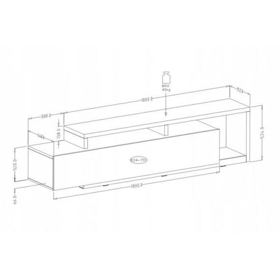 TV-Benk Bota 219 cm - Eikelook - Grå
