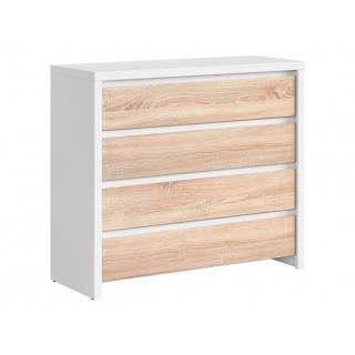 Kommode KASPIAN 105x92 cm - hvit matt - eik sonoma - 4 skuffer