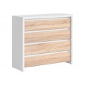 Kommode KASPIAN 105x92 cm - hvit matt - eik sonoma - 4 skuffer