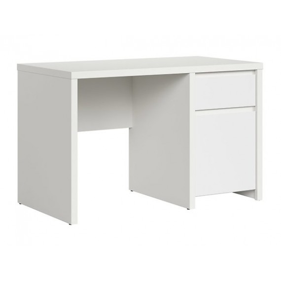 Skrivebord KASPIAN 120x77 cm - hvit matt - 1 dør - 1 skuff