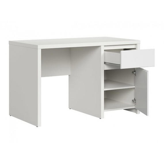 Skrivebord KASPIAN 120x77 cm - hvit matt - 1 dør - 1 skuff