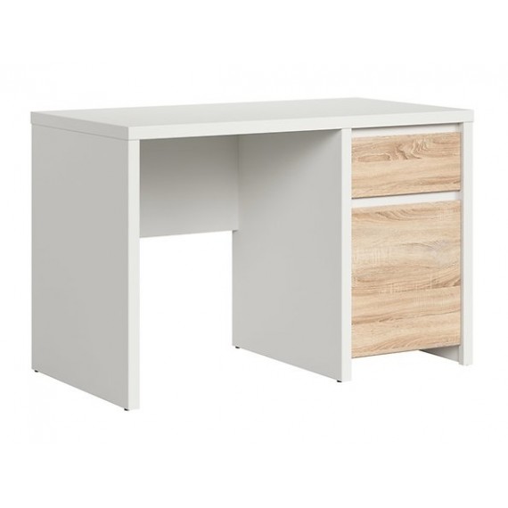 Skrivebord KASPIAN 120x77 cm - hvit matt - eik sonoma - 1 dør - 1 skuff