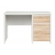 Skrivebord KASPIAN 120x77 cm - hvit matt - eik sonoma - 1 dør - 1 skuff