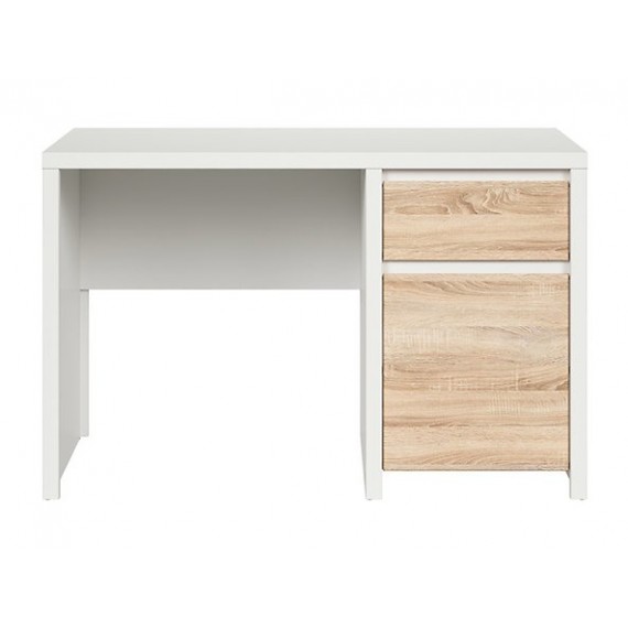 Skrivebord KASPIAN 120x77 cm - hvit matt - eik sonoma - 1 dør - 1 skuff
