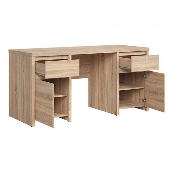 Skrivebord Matera 160x77 cm - Eik sonoma - 2 dører - 2 skuffer