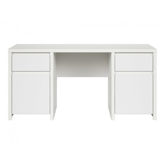 Skrivebord Saga 160x77 cm - Hvit matt - 2 dører - 2 skuffer