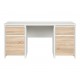 Skrivebord Aversa 160x77 cm - Hvit matt - Eik sonoma - 2 dører - 2 skuffer