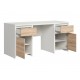 Skrivebord Aversa 160x77 cm - Hvit matt - Eik sonoma - 2 dører - 2 skuffer