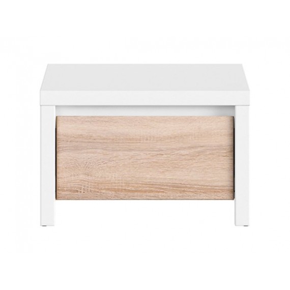 Nattbord Aversa 51x34 cm - Hvit matt - Eik sonoma - 1 skuff