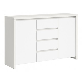 Skjenk Saga 144x92 cm - Hvit matt - 2 dører - 4 skuffer