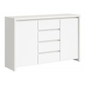 Skjenk KASPIAN 144x92 cm - hvit matt - 2 dører - 4 skuffer