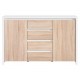 Skjenk KASPIAN 144x92 cm - hvit matt - eik sonoma - 2 dører - 4 skuffer