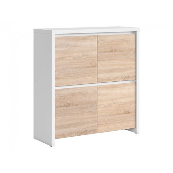Skap KASPIAN 105x113 cm - hvit matt - eik sonoma - 4 dører
