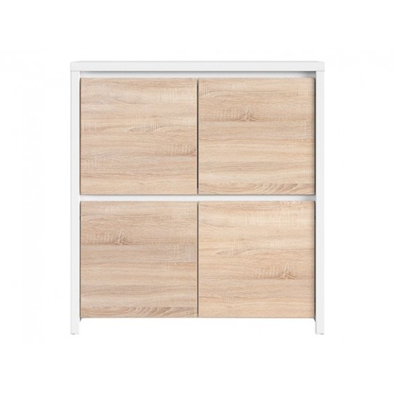 Skap Aversa 105x113 cm - Hvit matt - Eik sonoma - 4 dører