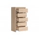 Kommode KASPIAN 56x113 cm - eik sonoma - 5 skuffer