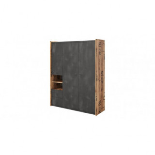 Garderobe Fargo 150x191 cm - Grå - Trelook - 3 dører - 2 skuffer