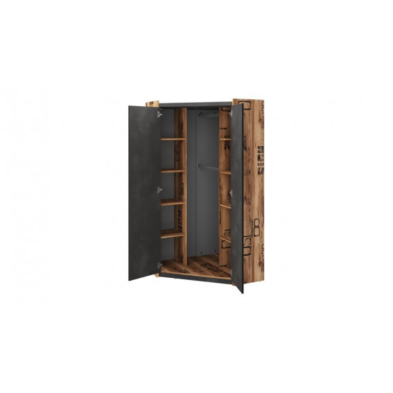 Hjørnegarderobe Fargo 97x191 cm - Grå - Trelook - 2 dører