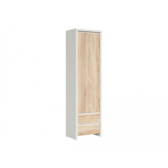 Skap KASPIAN 56x201 cm - hvit - eik sonoma - 1 dør - 2 skuffer