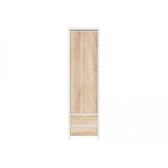 Skap KASPIAN 56x201 cm - hvit - eik sonoma - 1 dør - 2 skuffer