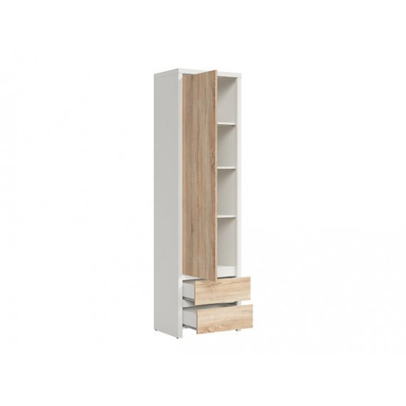 Skap KASPIAN 56x201 cm - hvit - eik sonoma - 1 dør - 2 skuffer