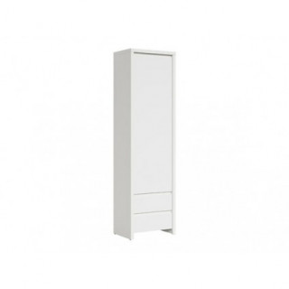 Skap Saga 56x201 cm - Hvit matt - 1 dør - 2 skuffer