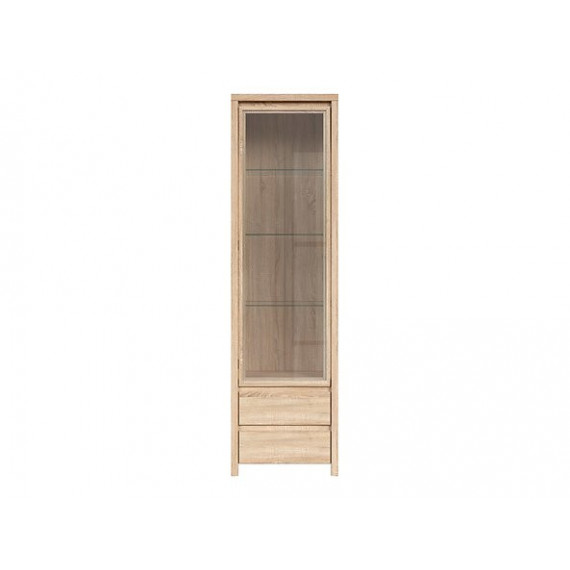 Vitrineskap KASPIAN 56x201 cm - eik sonoma - 1 dør - 2 skuffer - LED