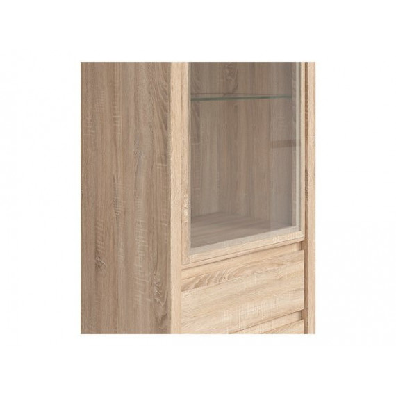 Vitrineskap KASPIAN 56x201 cm - eik sonoma - 1 dør - 2 skuffer - LED