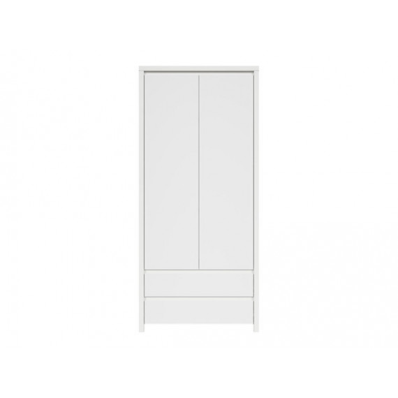 Skap Saga 90x201 cm - Hvit matt - 2 dører - 2 skuffer