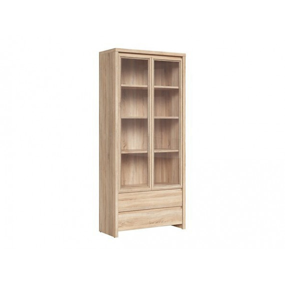 Vitrineskap KASPIAN 90x201 cm - eik sonoma - 2 dører - 2 skuffer
