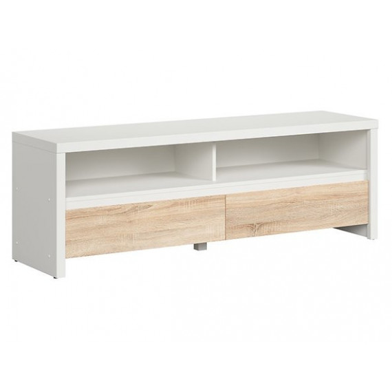 TV-benk Aversa 144x49 cm - Hvit matt - Eik sonoma - 2 skuffer